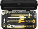 ELORA Socket Set 1/4", 21-pcs.4-13 mm and in-3-8 mm, ELORA-1400-IMU